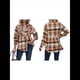 thumbnail image 3 of Camisas A Cuadros para Mujer, de Larga, con Botones, Estilo Babydoll, Peplum, Blusas Informales Extragrandes con Bolsillos Café S, 3 of 7