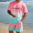thumbnail image 2 of Men Beach Outfits Sets Swim Big & Tall Gradient Graphic Print Matching Set Fashion Summer Casual Matching Sets,Pink,L5, 2 of 5