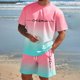 thumbnail image 2 of Playeras Cuello V Para Hombre, Conjunto De Dos Piezas De Camiseta Y Pantalones Cortos De Manga Corta Con Estampado Masculino, Camisa Estampada Y Pantalón Corto., 2 of 5