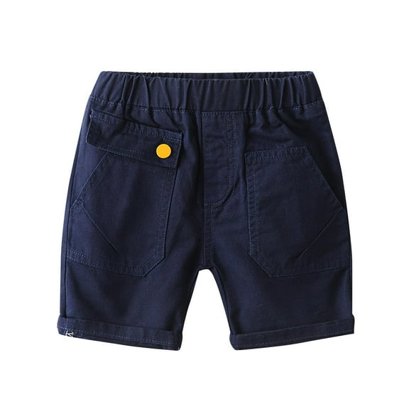 AIEOTT Boy's Summer Casual Cargo Shorts Solid Color Five Quarter Pants Versatile Elastic Waist Shorts Hot Pants for Outerwear, On Clearance