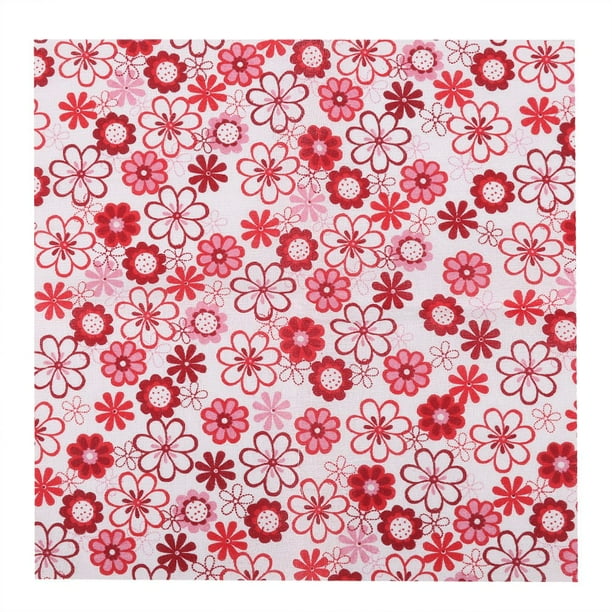 Tela Artesanal, Tela De Algodón Cuadrada De Flores Cuadrados Preportuos De Bricolaje 7pcs, Mosaicos De Flores Rojos, Para Disfraces, Decoraciones Y Proyectos Escolares