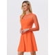 thumbnail image 2 of Vestido corto de fiesta Allegra K de una línea transparente de malla con lunares de corazón Naranja S, 2 of 6