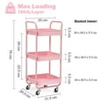 thumbnail image 3 of KK KINGRACK Metal 3 Tier Rolling Cart, Utility Cart with Wheels, Garage Storage, Office School Organizer, 3 of 8