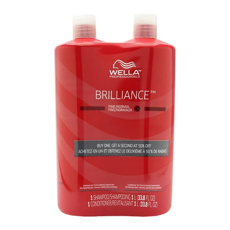 Wella Brilliance Shampoo and Conditioner Liter Duo for Fine Colored Hair 2 x 33.8 oz (1