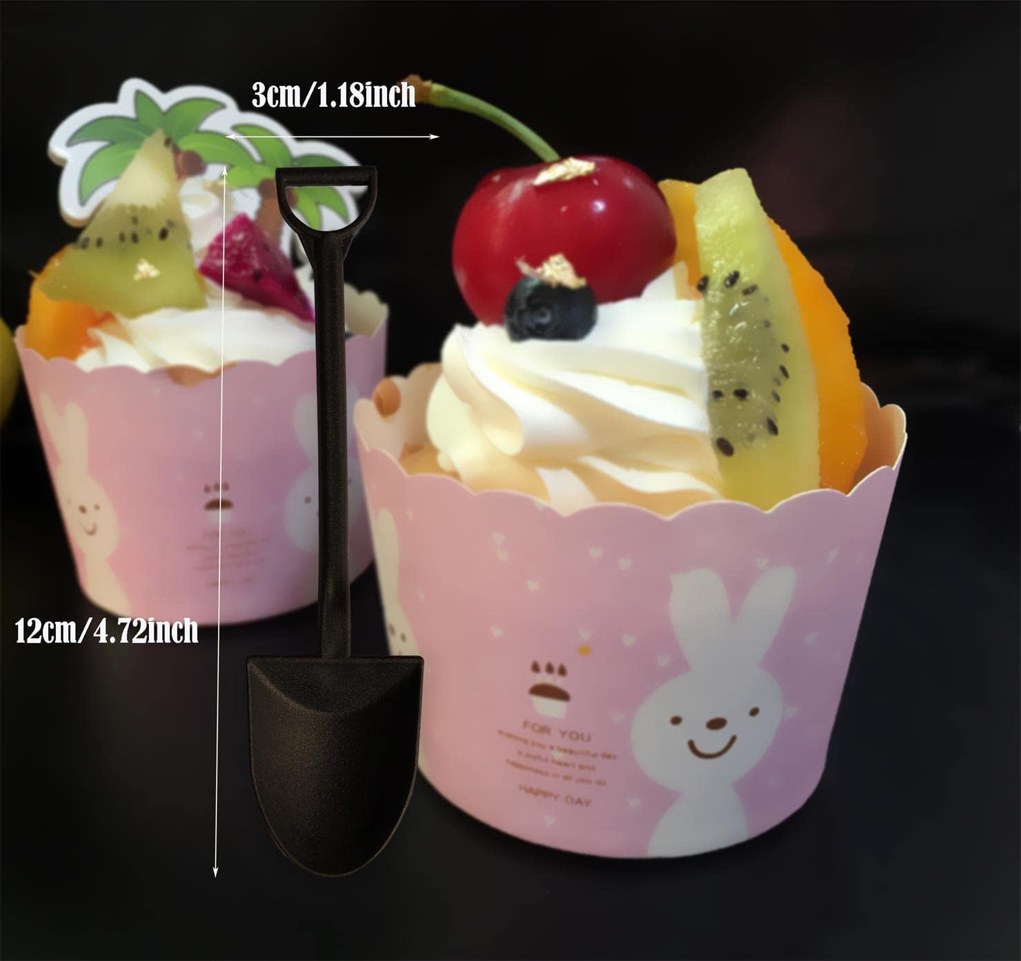 100 Pcs Shovel-Shaped Mini Ice Cream Scoop Food Grade Plastic Dessert Scoop  Cq