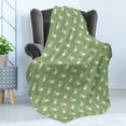 thumbnail image 4 of Hare Soft Flannel Fleece Throw Blanket, Funny Animals Jackrabbits with Floral Wreath Wildlife Mammals Exotic Safari, Cozy Plush for Indoor and Outdoor Use, 50" x 70", Cream Reseda Green, by Ambesonne, 4 of 5