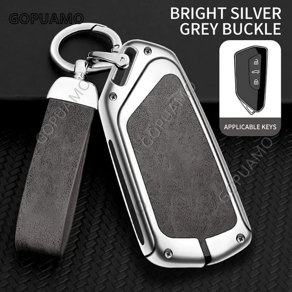 Zinc alloy leather Car Remote Key Case Cover For Skoda D 3 buttons key case Skoda Octavia A8 Key Case Cover Shell