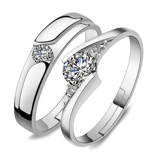 Anillo ajustable para parejas con ilusiones de amor de plata 925