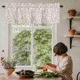 thumbnail image 6 of Spring Flowers Rod Pocket Curtain Valance, Abstract Pink Blue Floral Vintage Plants Farmhouse Window Valance for Living Room, Bedroom, Kitchen 42"W x 18"L, 6 of 9