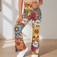 thumbnail image 2 of LPKRT Girls Stretch Yoga Pants High Waist Floral Print Flared Leggings Casual Workout Fashion Trousers Orange 3-4 Years, 2 of 5