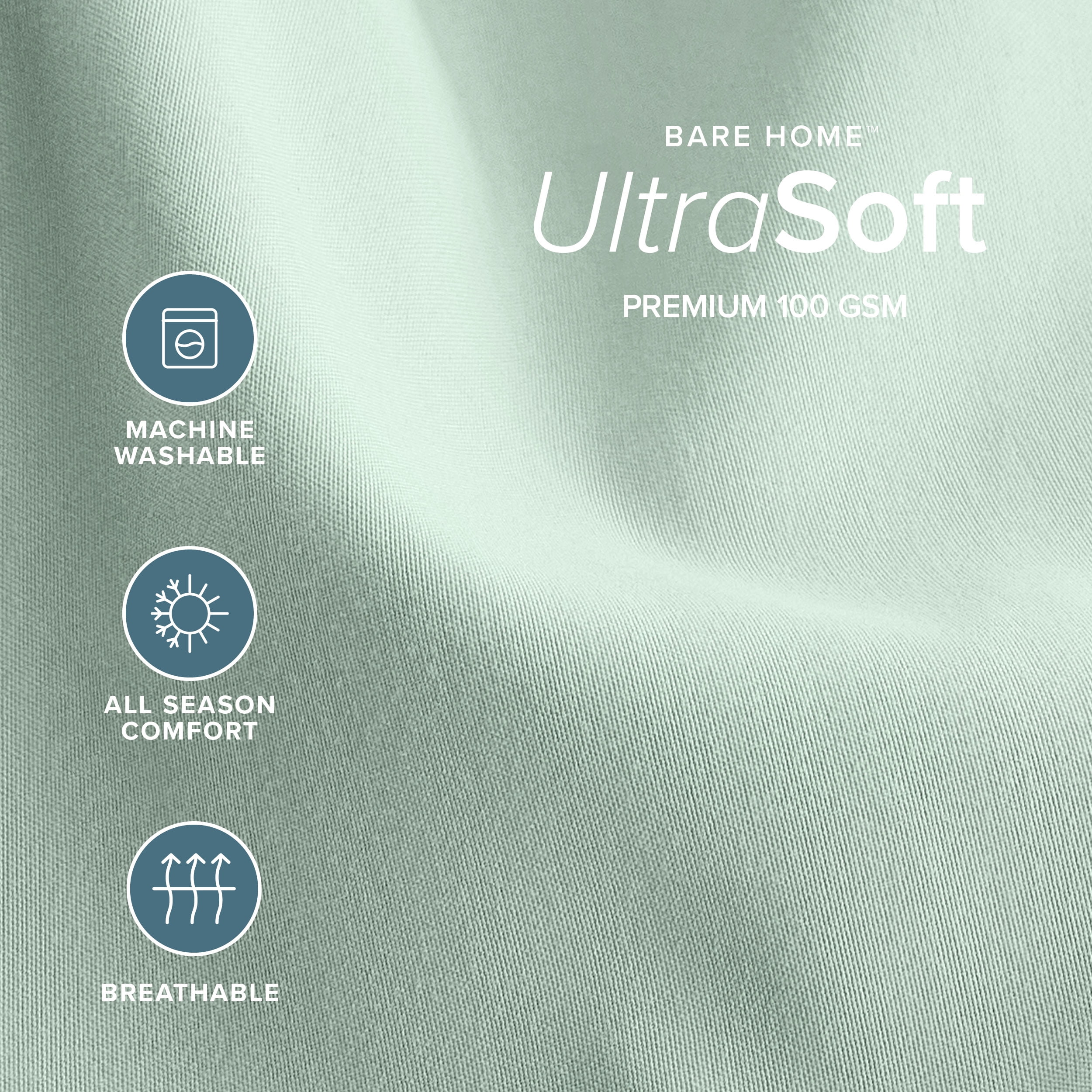 Bare Home 3 Pack Fitted Sheets - Premium 1800 Collection - Ultra Soft - Crib, Spring Mint
