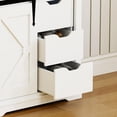 thumbnail image 3 of QinaQin Gabinete de piso para baño, mueble de madera pequeño con puerta tipo granero, 3 cajones y repisa abierta para baño, cocina o sala, 3 of 7
