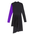 thumbnail image 6 of CHICTRY Womens Color Block Lyrical Contemporary Dance Leotard Side Split Asymmetrical Hem Dance Dress Purple XL, 6 of 7
