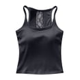 thumbnail image 5 of YMNXA Women's Tank Top Sleeveless Spaghetti Strap Square Neck Solid Color Built In Bra Comfortable Breathable Basic Camisoles For Daily Wear,Black,One Size, 5 of 7