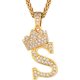 thumbnail image 1 of Collar con inicial de corona JAMW chapado en oro de 18 quilates circonitas 4,1x1,8 cm, 1 of 5
