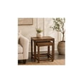 thumbnail image 3 of DecMode 22" x 24" Brown Mango Wood Handmade Intricately Carved Floral Accent Table with Carved Tabletops, 2-Pieces, 3 of 15