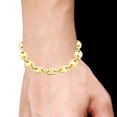thumbnail image 2 of Arista Gold Plated Solid Stainless Steel Men's Puff Mariner Link Chain Bracelet, 8.5", 2 of 3