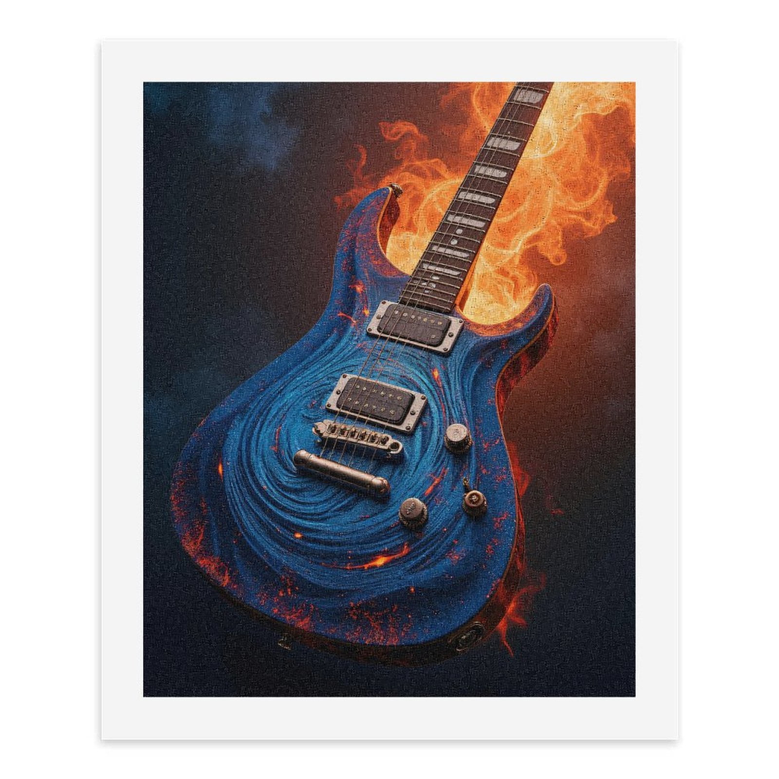 Paint By Numbers Kit for Adults Beginner - Guitar Flames Swirl Blue Art DIY Canvas Painting Kits for Adults, Frameless Paint By Number for Adults for Home Wall Decor 16x20 Inch