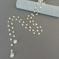 thumbnail image 5 of K-KED 51'' Freshwater White Keshi Pearl Mixed Color Cz Pave Chain Long Necklace, 5 of 8