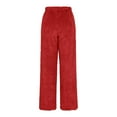 thumbnail image 5 of Womens Fluffy Pajama Pants Fuzzy Fleece Flannel Cozy Drawstring Lounge Pant Winter Warm Pj Bottoms Red XL, 5 of 7