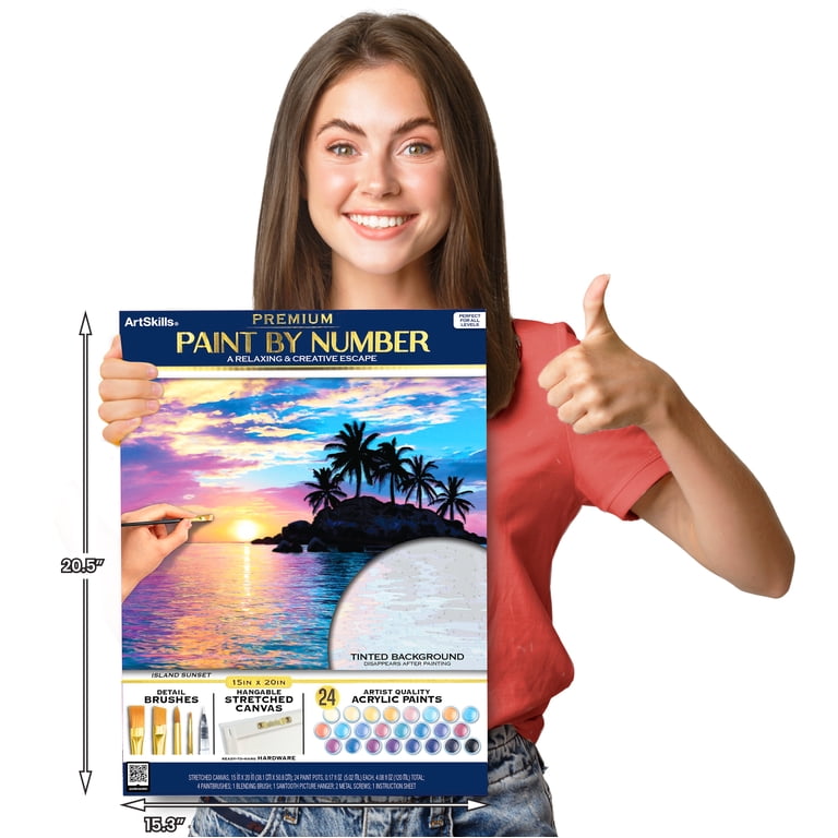 ArtSkills Island Sunset Paint by Number Art Kit for Adults, 20