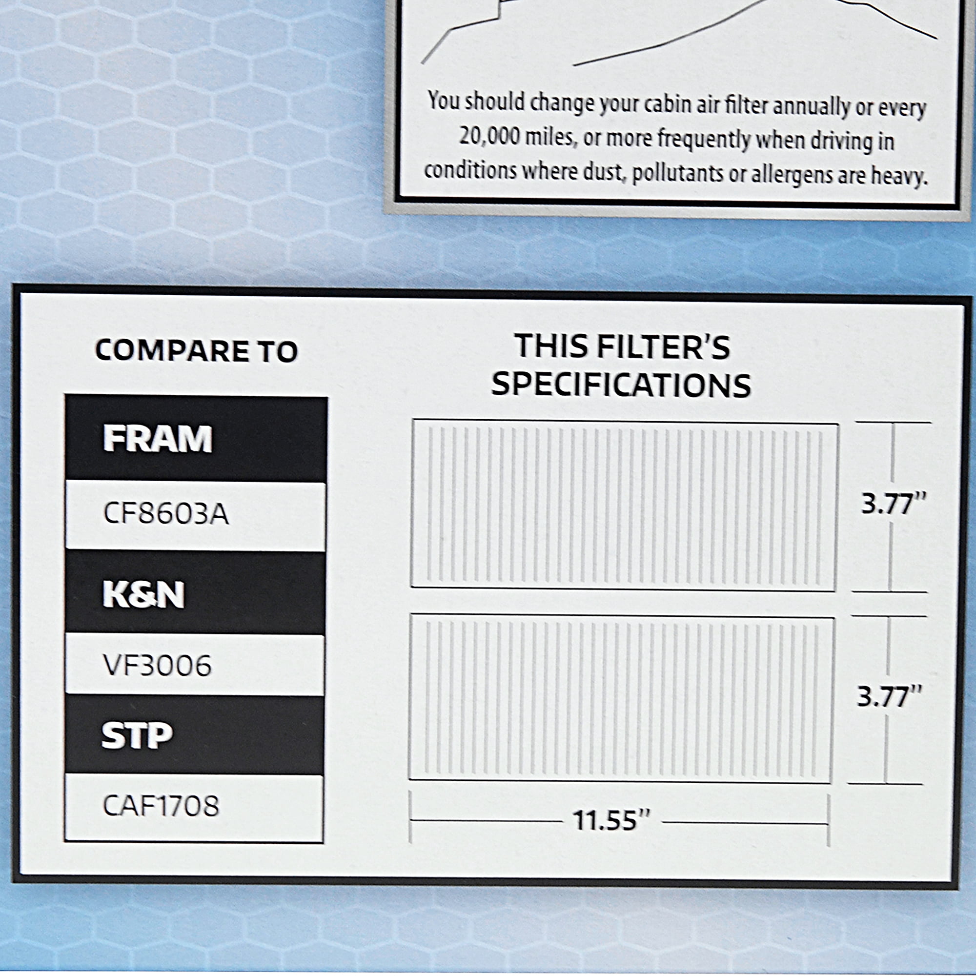 SuperTech Cabin Air Filter 5765, Replacement Air/Dust Filter for Honda Fits select: 1998-2002 HONDA ACCORD, 2002-2003 ACURA 3.2TL