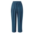 thumbnail image 4 of Blue Women Wide Leg Pants, Pleated Trousers For Women, Womens Pants, Pants For Women, Trousers Pants For Women, Women's Solid Color Daily Commuting Fashion Casual Radish Pants, 4 of 5