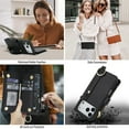 thumbnail image 2 of For iPhone 17 Pro RFID Blocking Protective Purse Wallet Case Magnetic Flip Cover Multi-Card Slots Zipper Pocket With Metal Ring Buckle Detachable Shoulder Strap And Wrist Strap Phone Case,Black, 2 of 7