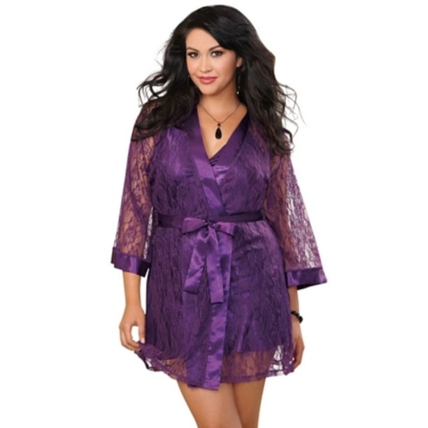 Dreamgirl Dreamgirl Queen Plum Lacey Luxury Robe 9105X Plum Walmart