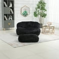 thumbnail image 4 of Modern Plush Soft Bean Bag Chair, Single Lazy Sofa with Ottoman for Adults and Kids, Leisure Lounge Recliner for Living Room, Bedroom, Dorm, Black, 4 of 9