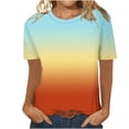 thumbnail image 7 of Ichuanyi Womens Summer Tops Trendy Gradient Color Print Short Sleeve Tshirts Shirts Crew Neck T Shirts Fashion, 7 of 7