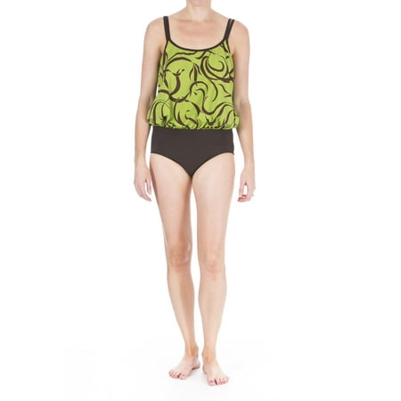 - Mainstream Womens Full Coverage Blouson One-Piece Swimsuit