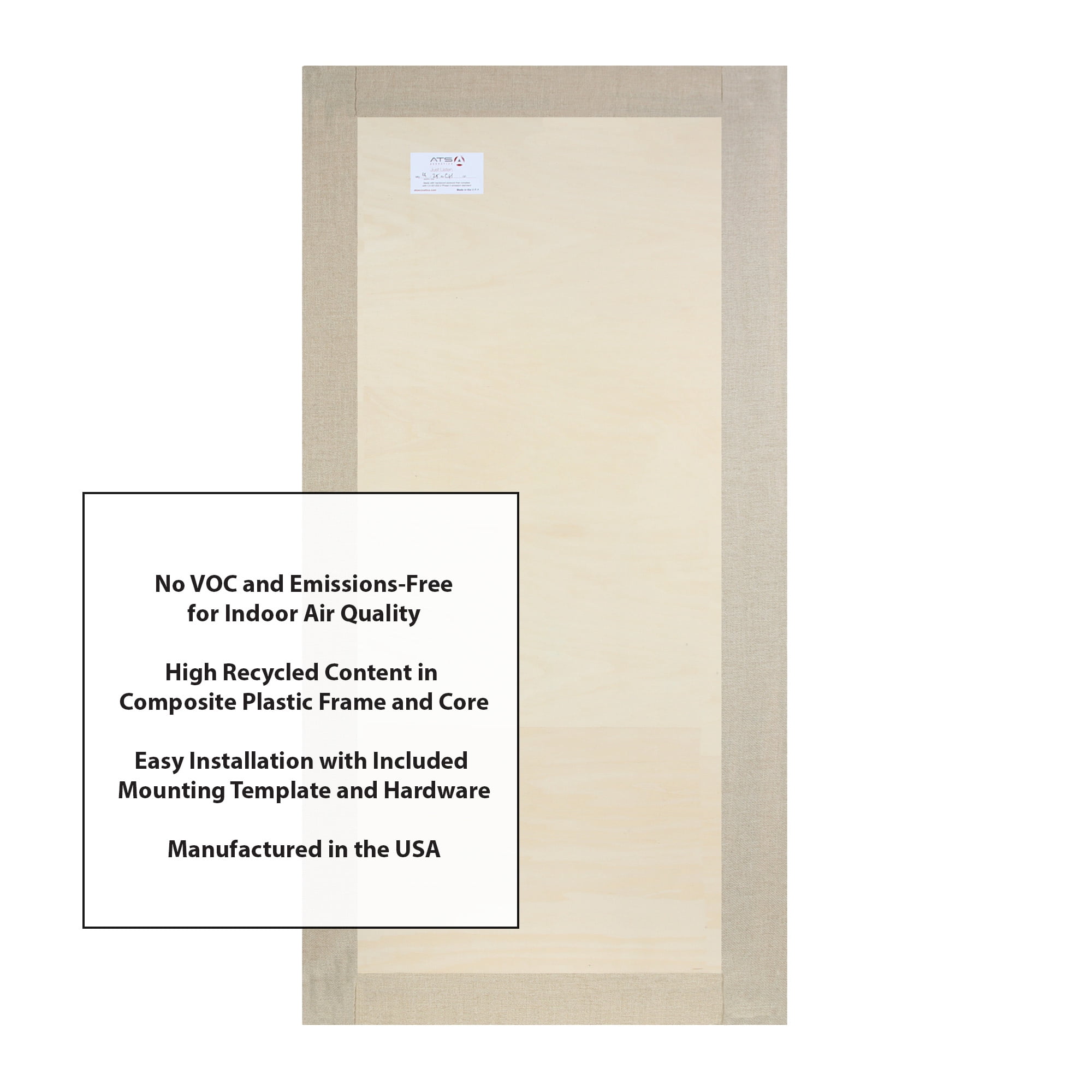 ATS Acoustics ECO Panel Low-VOC Professional Studio Recording Booth Sound Absorbing Acoustic Panel 24" x 48" x 4" (Cream)