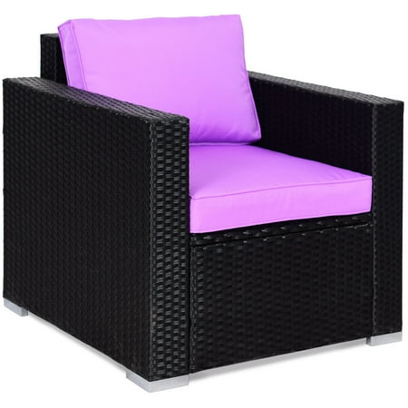 Gymax 4pc Rattan Patio Furniture Set Outdoor Wicker With Purple Cushion Walmart Canada