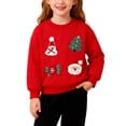 thumbnail image 3 of Chandail à Col Rond Imprimé pour Petits Enfants, Manches Longues, Chandail Confortable à Capuche pour Filles, Design Festif pour les Fêtes, Veste à Capuche pour Juniors, Chandails en Molleton Rouge Foncé 4-5 Ans, 3 of 9