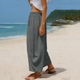 thumbnail image 4 of Shrysg Womens Baggy Wide Leg Pants Summer Elastic Waist Boho Pants Casual Palazzo Loose Beach Vacation Trousers with Pockets, 4 of 6