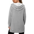 thumbnail image 5 of Long V-Neck Pullover Hoodies for Women, Drawstring Loose Sweatshirts with Pocket, Fall Casual Outerwear, 5 of 7