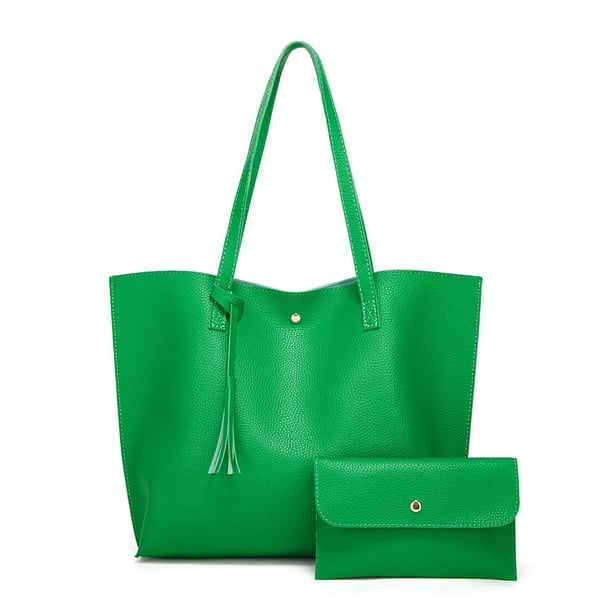 Bolso de hombro tipo tote de piel sintética para mujer, bolso de mano con borlas de gran capacidad.