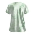 thumbnail image 5 of felwors Print Scrub Tops Women Floral Scrubs V Neck Short Sleeve Stretch Nurse Uniform with Pockets Functional Workwear (Green, M), 5 of 5