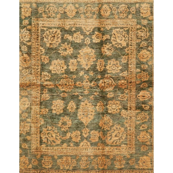 Ahgly Company Indoor Rectangle Abstract Yellow Oriental Area Rugs, 5' x 7'