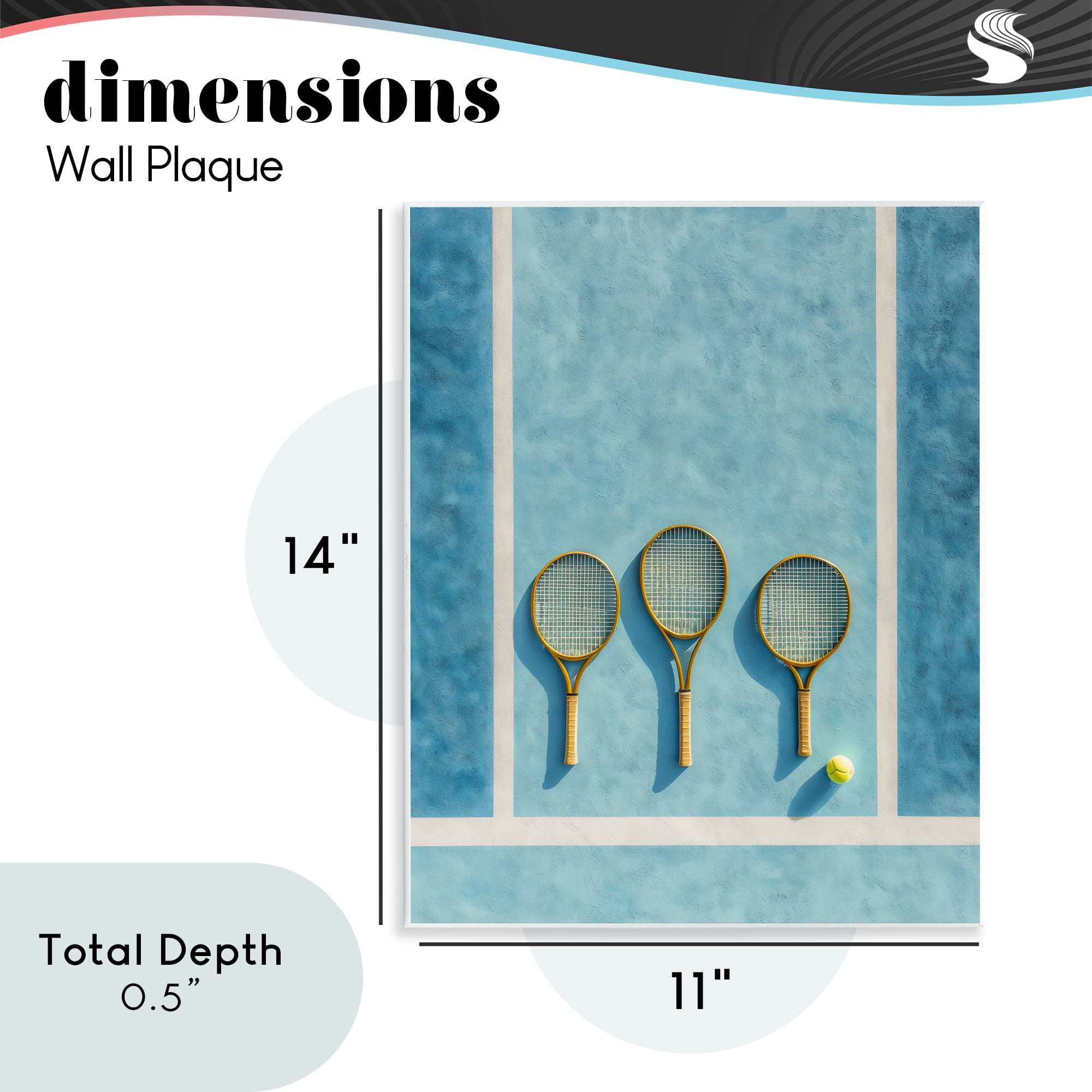 Tennis Racket Trio Wall Plaque Art, design by Franklyn Gregory