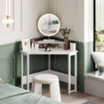 thumbnail image 4 of ODK Bureau d'Ordinateur Moderne d'Angle de Triangle avec le Support de Moniteur, Blanc, 4 of 7