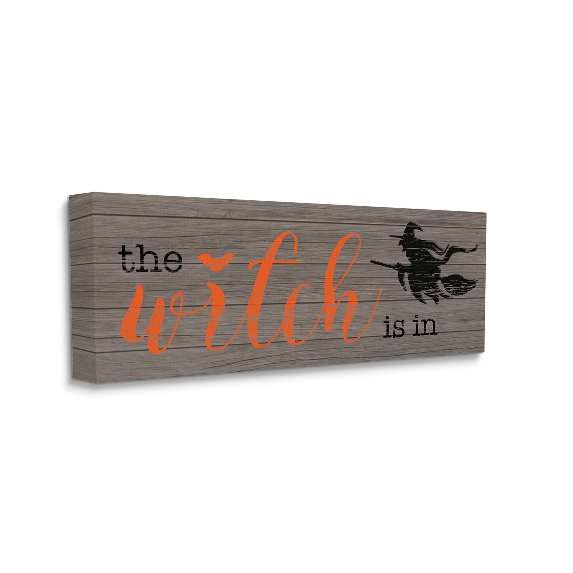 Stupell Industries The Witch Is In Halloween Sign Graphic Art Gallery Wrapped Canvas Print Wall Art, Design by CAD Designs