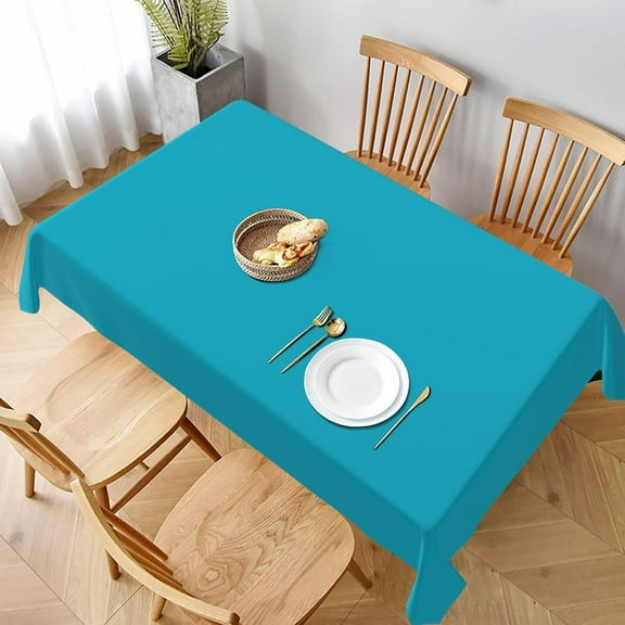 Modern Minimalist Teal Blue Rectangle Table Cloth Soft Washable Oblong Tablecloth Covers for Kitchen & Table Linens 60" x 102"