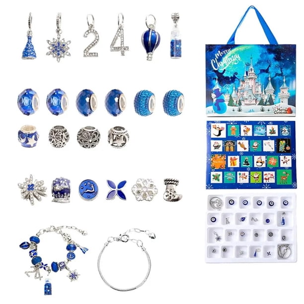 Calendario de Adviento de Navidad para niñas, pulsera DIY, Kit DE FABRICACIÓN de pulseras, calendario de cuenta regresiva de Feliz Navidad, regalos de Navidad, 24 días