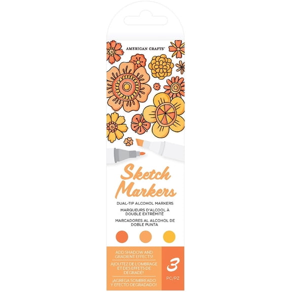 AC Sketch Markers Dual-Tip Alcohol Markers 3/Pkg-Sun Kissed