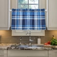 thumbnail image 5 of Blue Checkered Pattern Tier Curtains Tier Kitchen Living Room Bedroom Balcony 2 Panels 27x36 Inch, 5 of 9