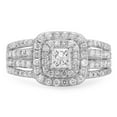 thumbnail image 3 of Dazzlingrock Collection 1.00 Carat (ctw) 14K Princess & Round Diamond Bridal Halo Engagement Ring 1 CT, White Gold, Size 8, 3 of 4