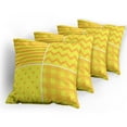 thumbnail image 5 of Ambesonne Yellow Throw Pillow Cover 4 Pack, Retro Patterns Zigzag, 16", Yellow Orange, 5 of 7