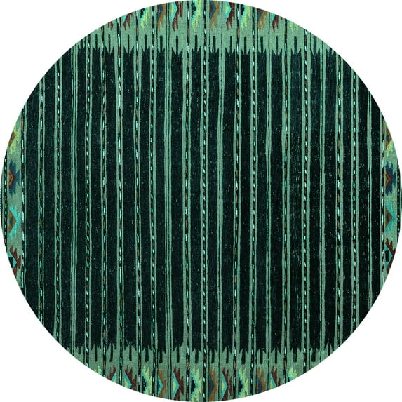 Ahgly Company Indoor Round Abstract Turquoise Blue Modern Area Rugs, 4' Round